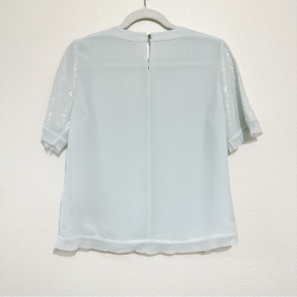 Ted Baker Light Blue Pansina Sequin Top Size 2 - Picture 7 of 9